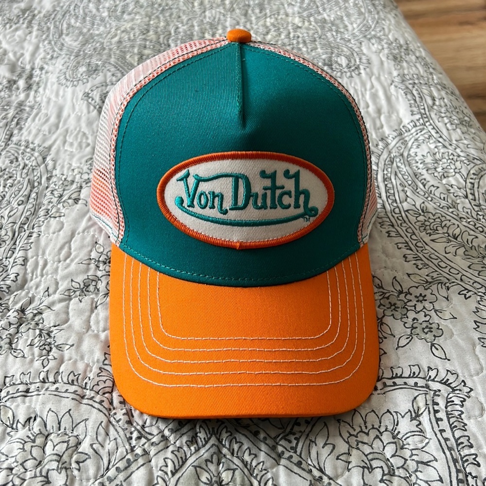 Orange and Teal Trucker